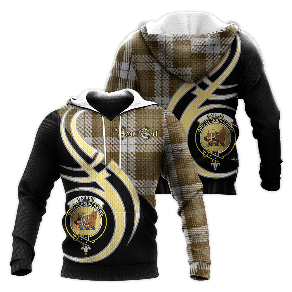 Printivon Baillie Dress Clan Believe In Me Crest Tartan Knitted Hoodie Custom Your Text