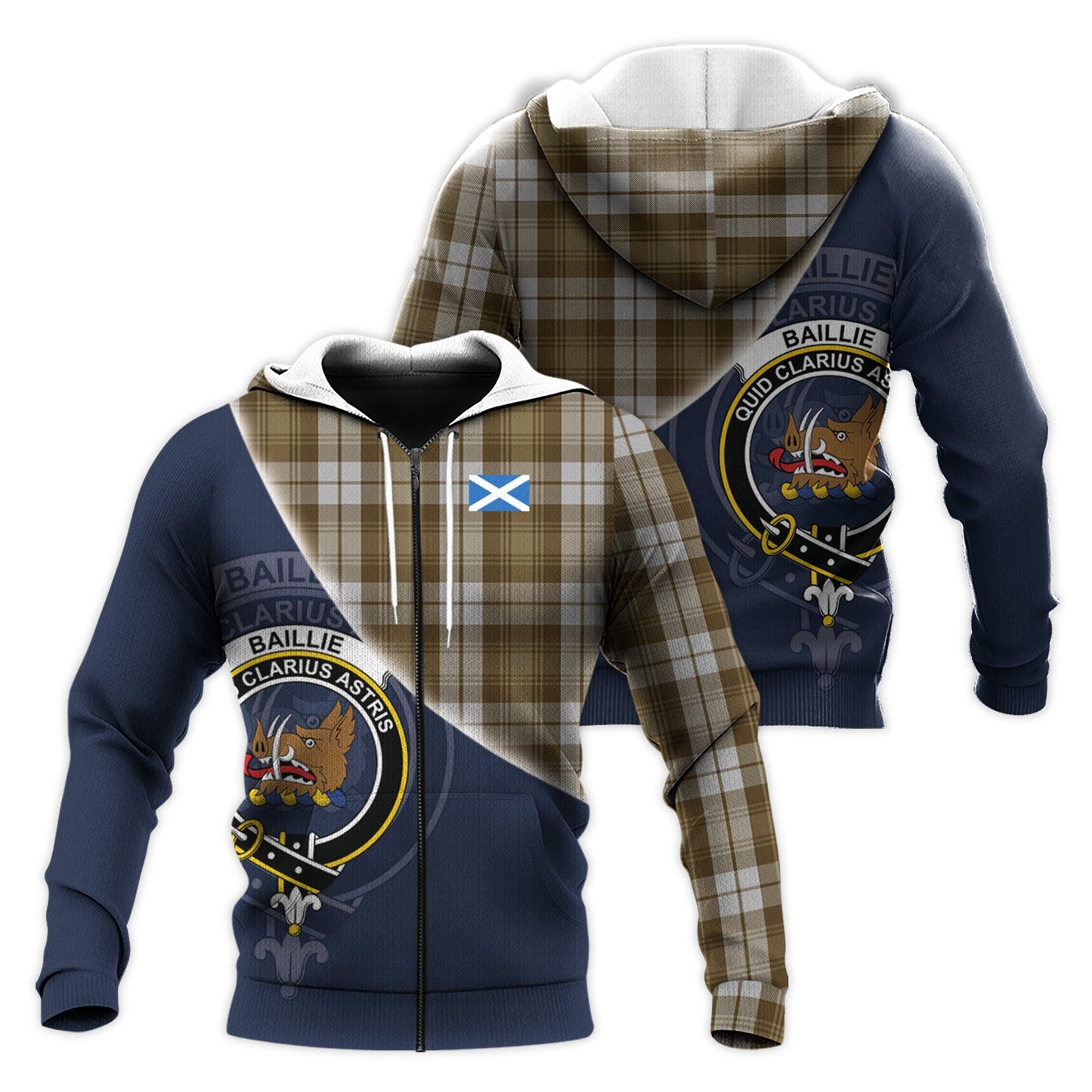 Printivon Baillie Dress Tartan Scottish Crest Hoodie