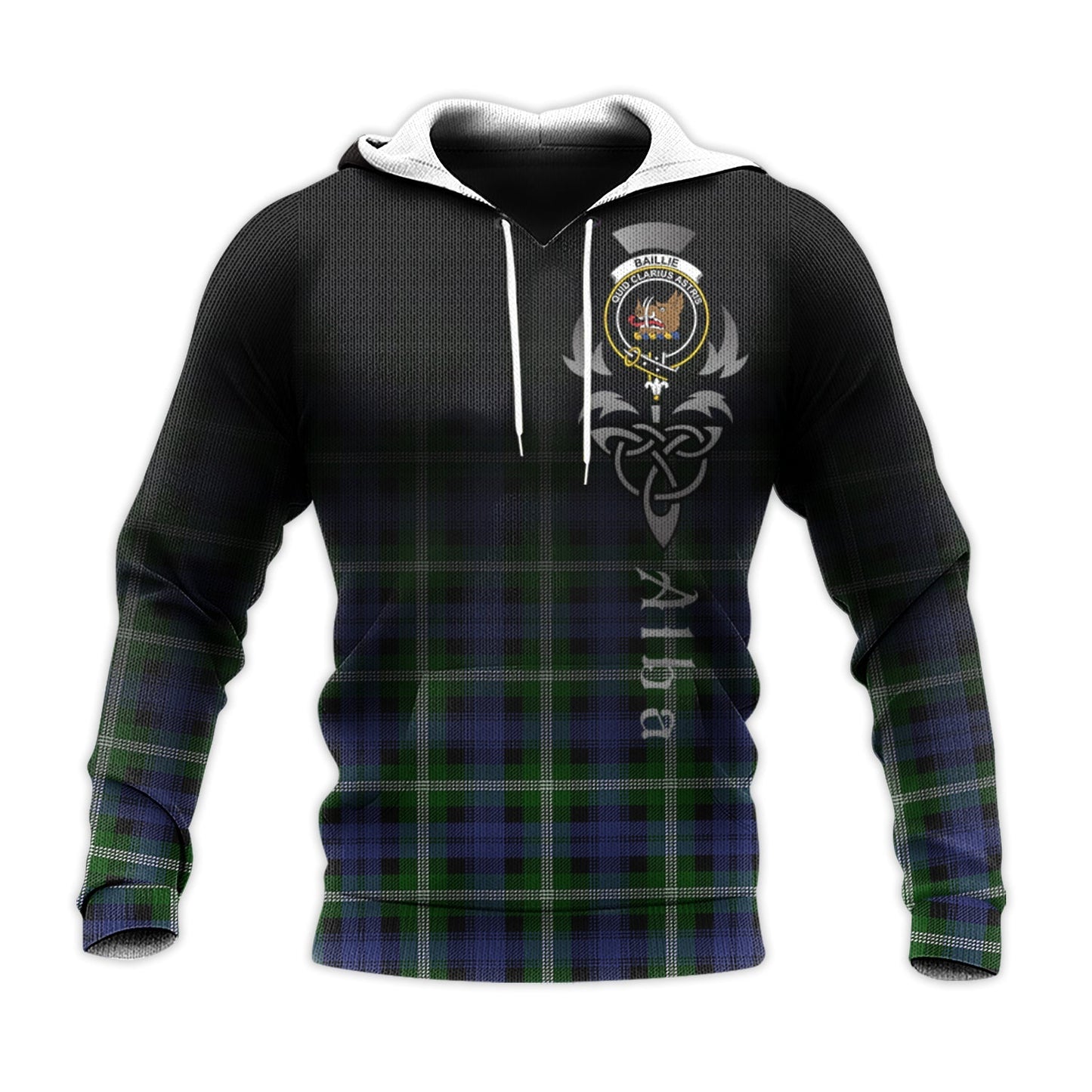 Printivon Baillie Modern Tartan Crest Alba Celtic Hoodie