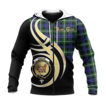 Printivon Baillie Modern Clan Believe In Me Crest Tartan Knitted Hoodie Custom Your Text