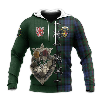 Printivon Baird Tartan Hoodie Lion Rampant And Celtic Thistle Style
