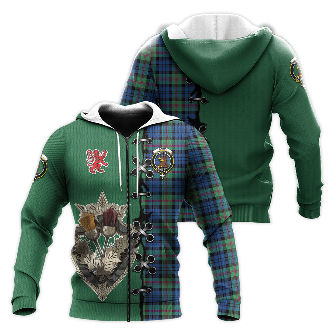 Printivon Baird Ancient Tartan Hoodie Lion Rampant And Celtic Thistle Style