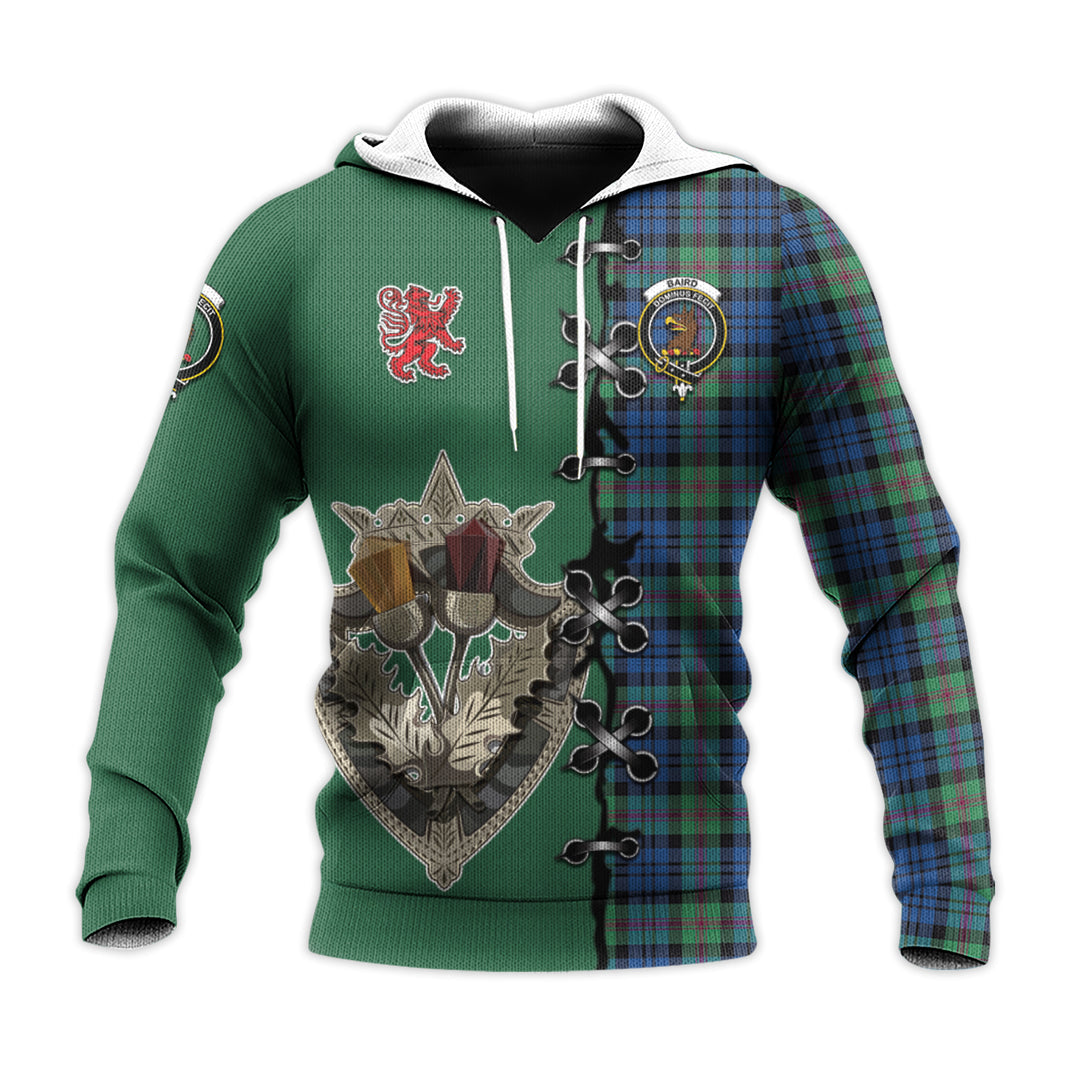Printivon Baird Ancient Tartan Hoodie Lion Rampant And Celtic Thistle Style