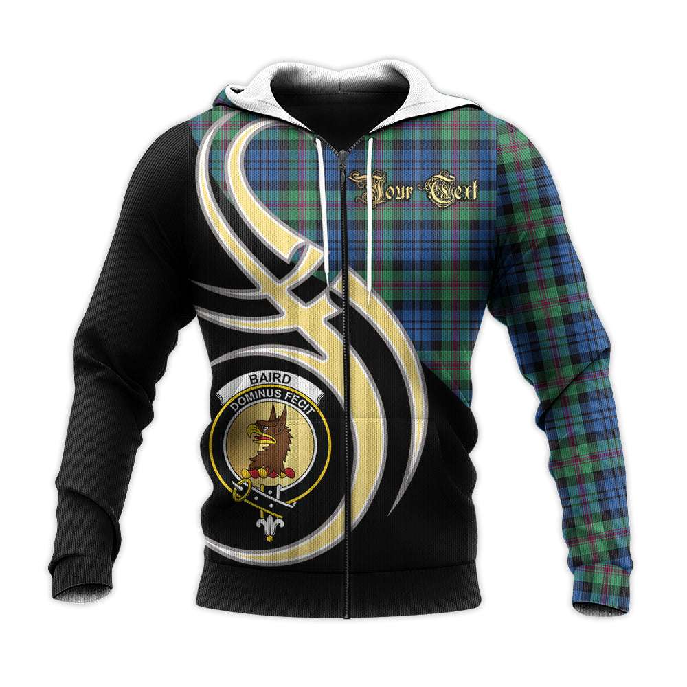 Printivon Baird Ancient Clan Believe In Me Crest Tartan Knitted Hoodie Custom Your Text