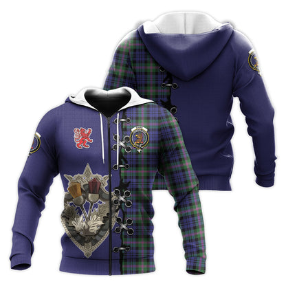 Printivon Baird Modern Tartan Hoodie Lion Rampant And Celtic Thistle Style