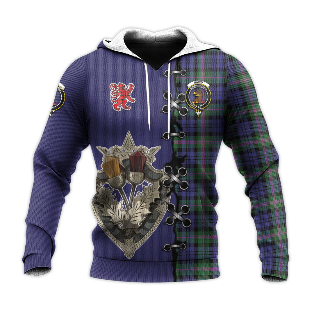 Printivon Baird Modern Tartan Hoodie Lion Rampant And Celtic Thistle Style