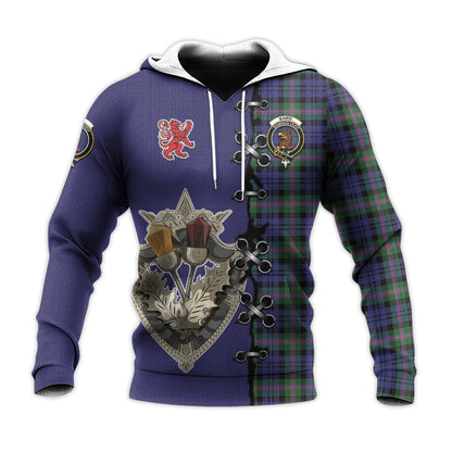 Printivon Baird Modern Tartan Hoodie Lion Rampant And Celtic Thistle Style