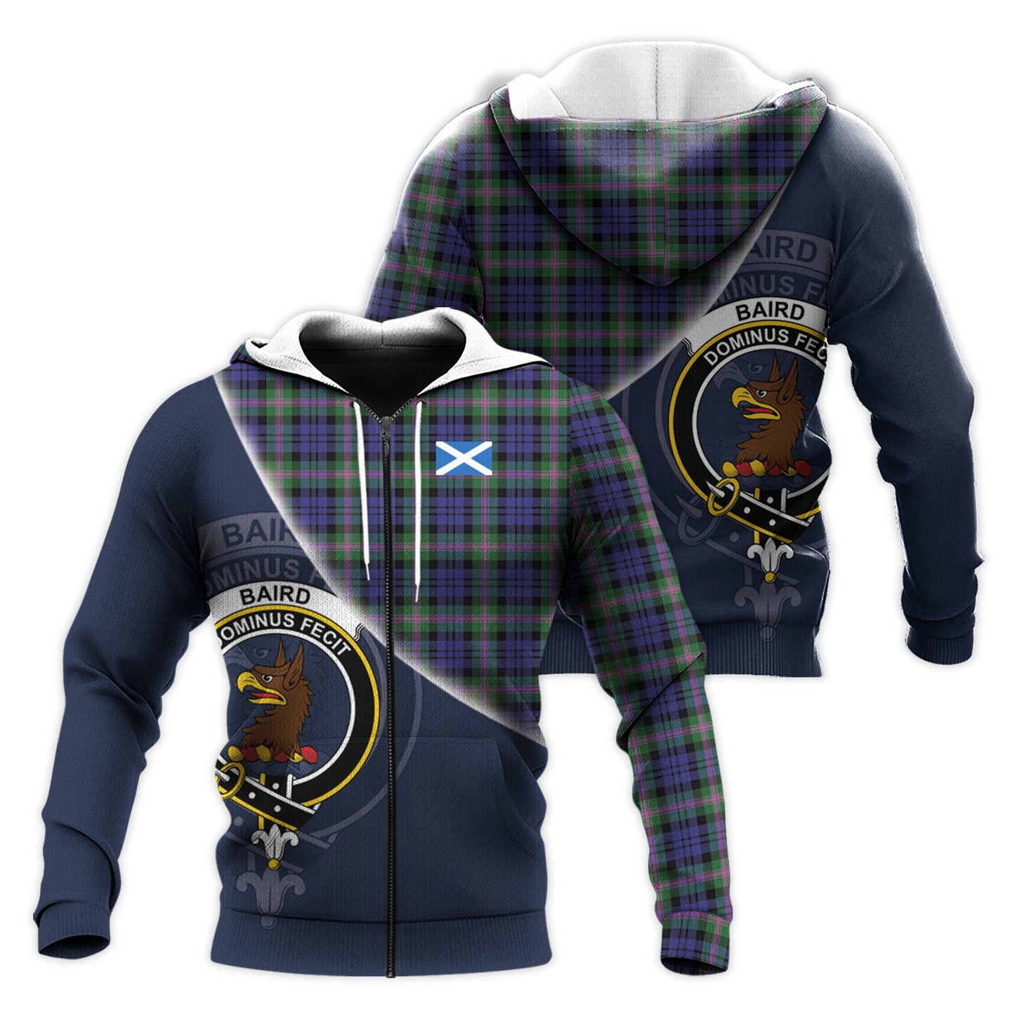 Printivon Baird Modern Tartan Scottish Crest Hoodie