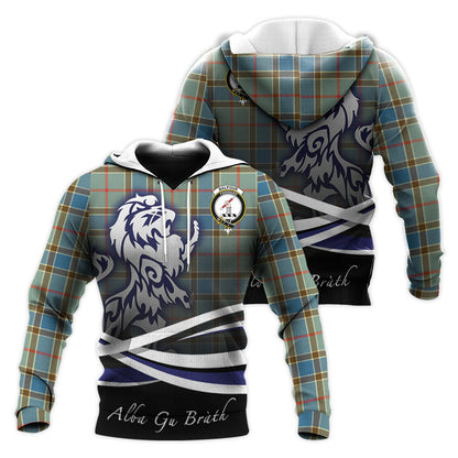 Printivon Balfour Blue Tartan Scottish Lion Hoodie