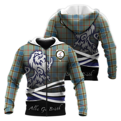 Printivon Balfour Blue Tartan Scottish Lion Hoodie