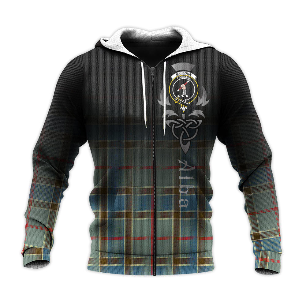 Printivon Balfour Blue Tartan Crest Alba Celtic Hoodie
