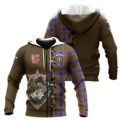 Printivon Balfour Modern Tartan Hoodie Lion Rampant And Celtic Thistle Style