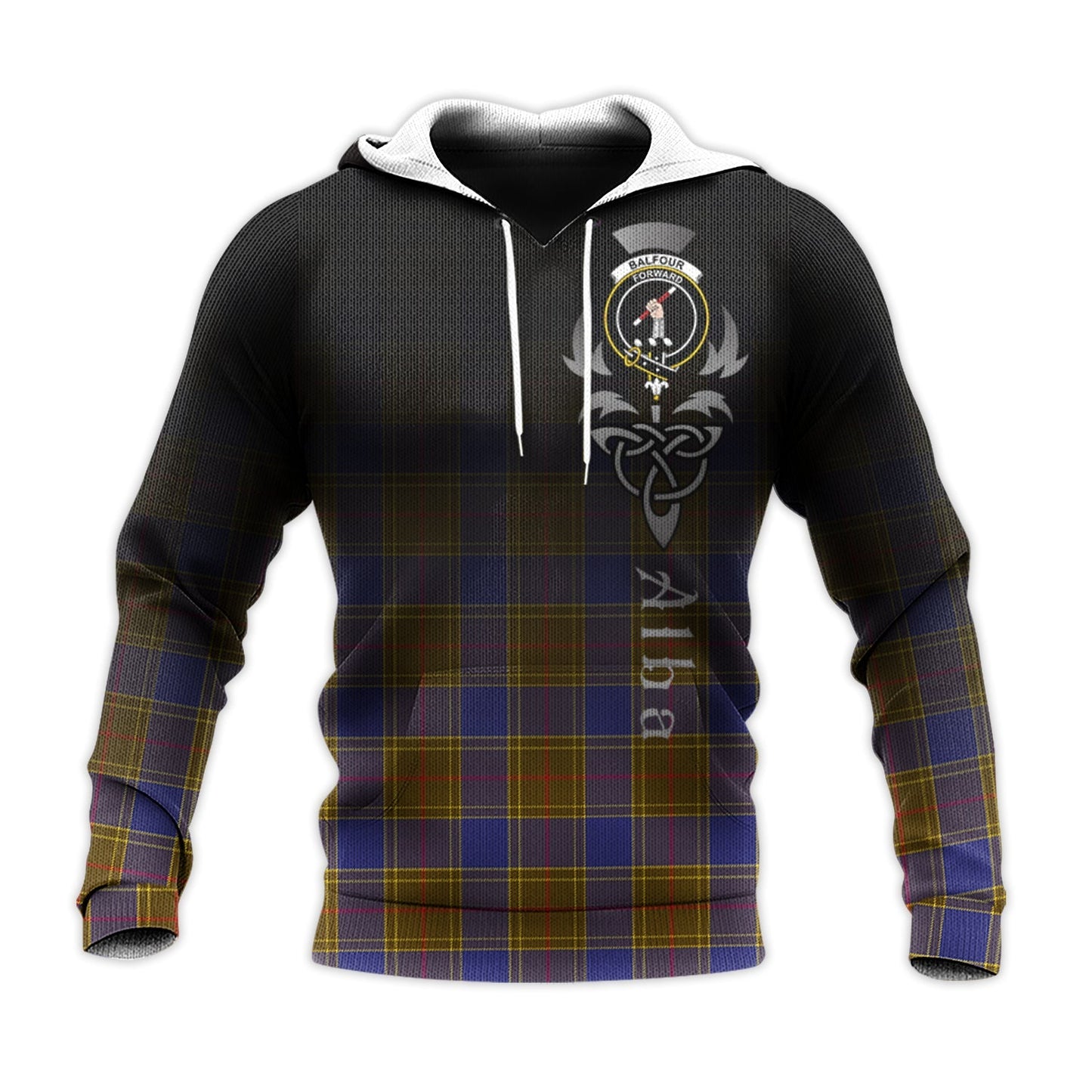 Printivon Balfour Modern Tartan Crest Alba Celtic Hoodie