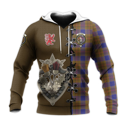 Printivon Balfour Modern Tartan Hoodie Lion Rampant And Celtic Thistle Style