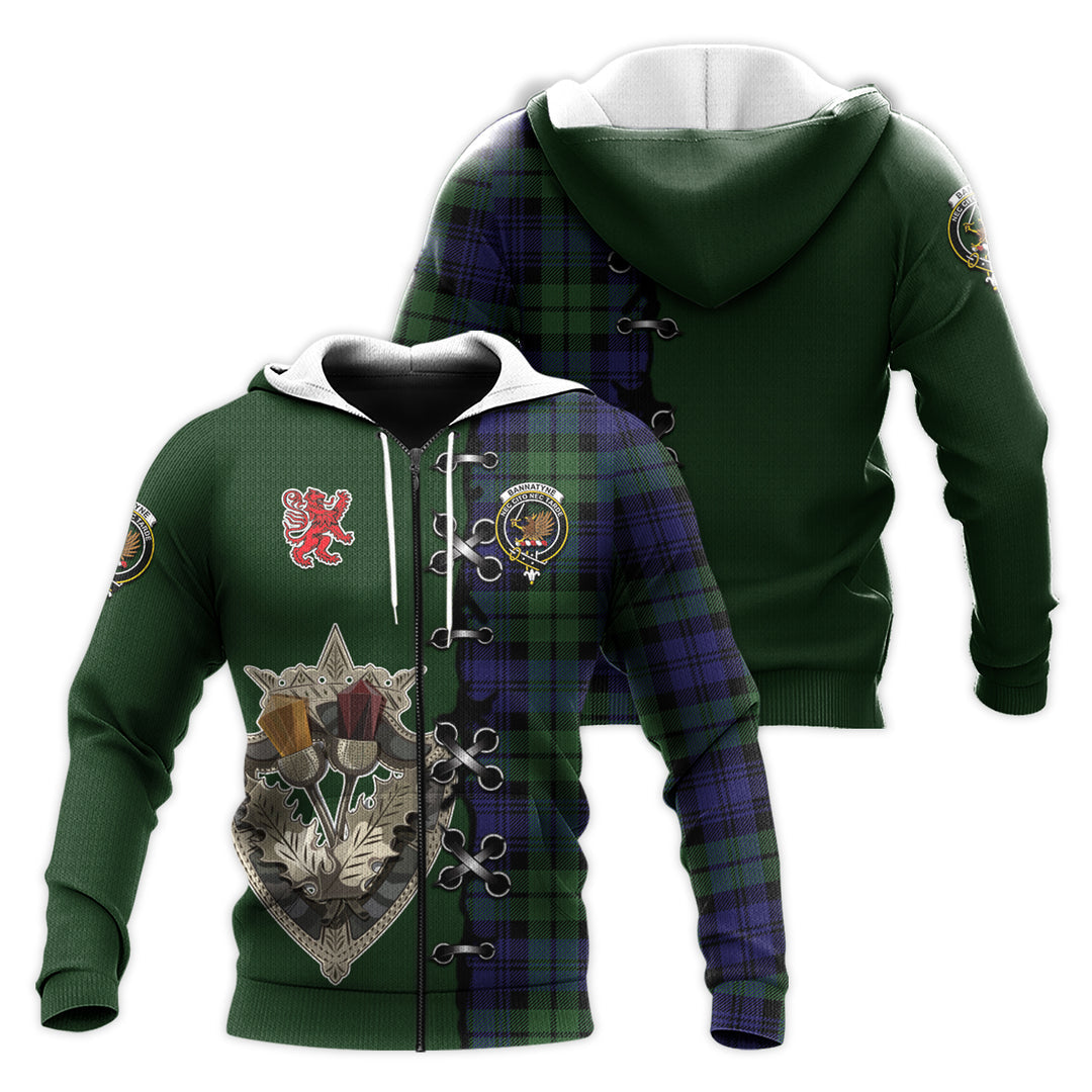 Printivon Bannatyne Tartan Hoodie Lion Rampant And Celtic Thistle Style
