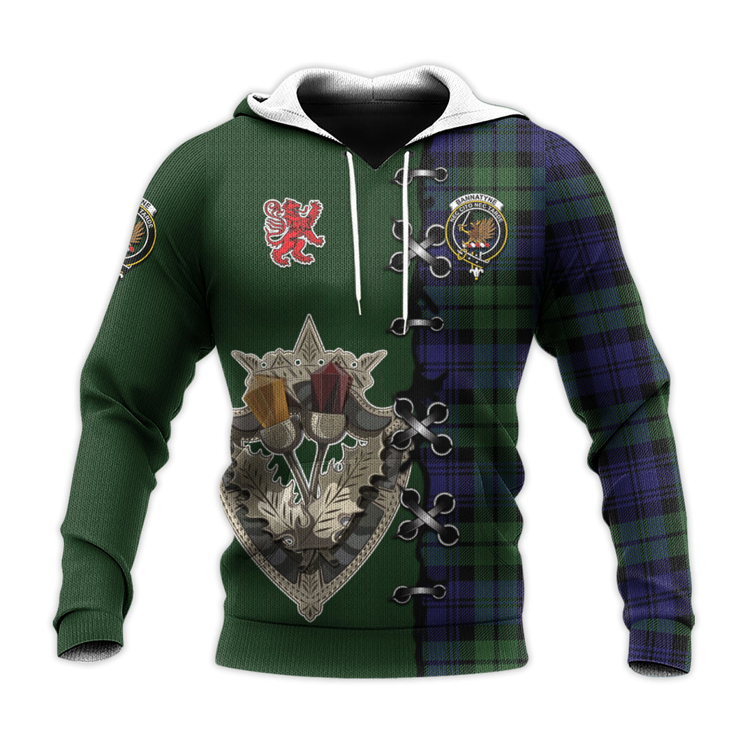 Printivon Bannatyne Tartan Hoodie Lion Rampant And Celtic Thistle Style