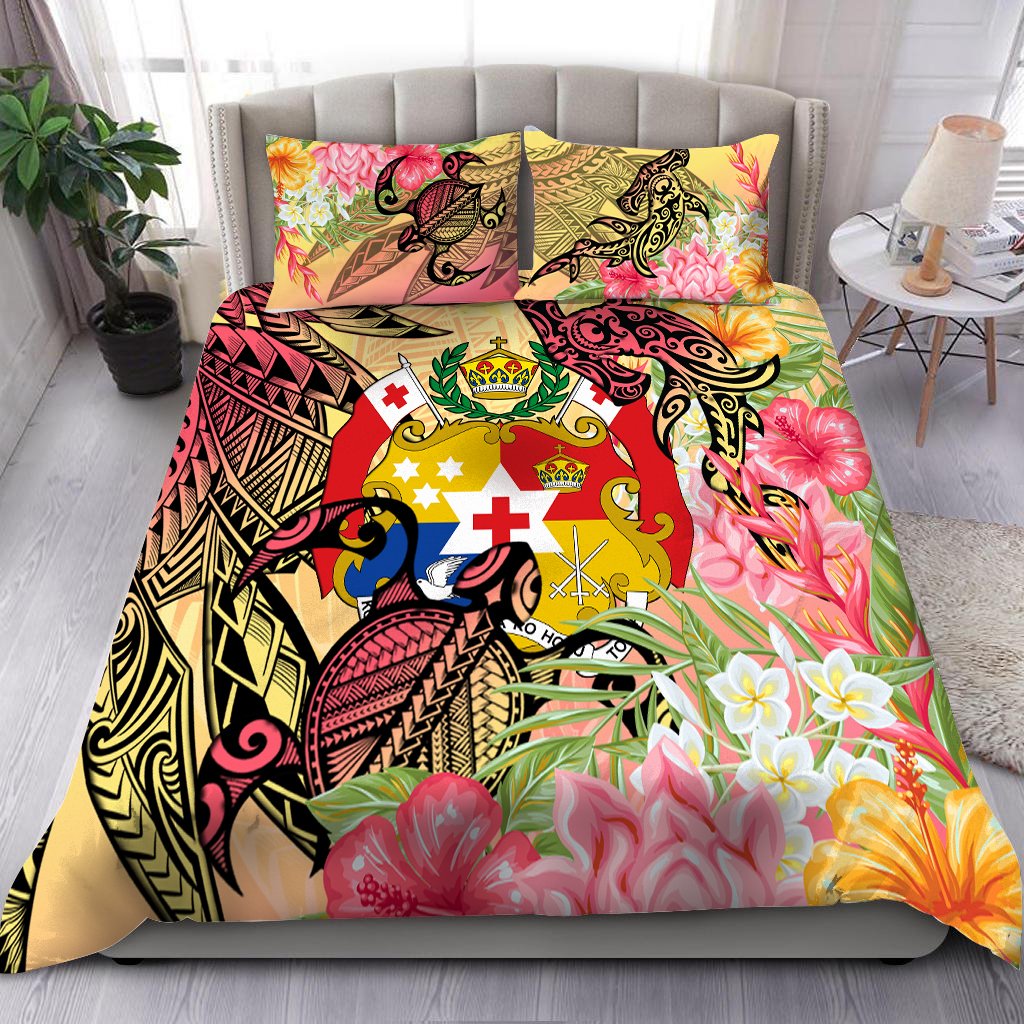 Tonga Bedding Set Flowers Tropical With Sea Animals