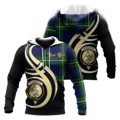 Printivon Bannerman Clan Believe In Me Crest Tartan Knitted Hoodie Custom Your Text