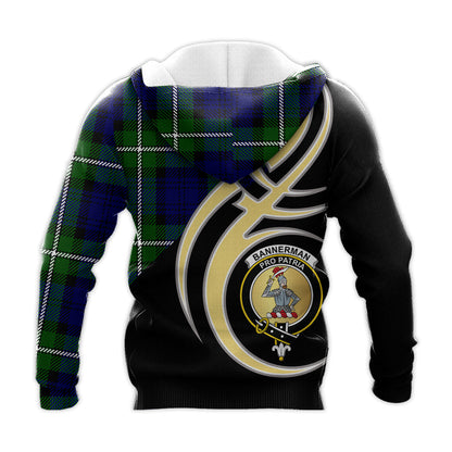 Printivon Bannerman Clan Believe In Me Crest Tartan Knitted Hoodie Custom Your Text