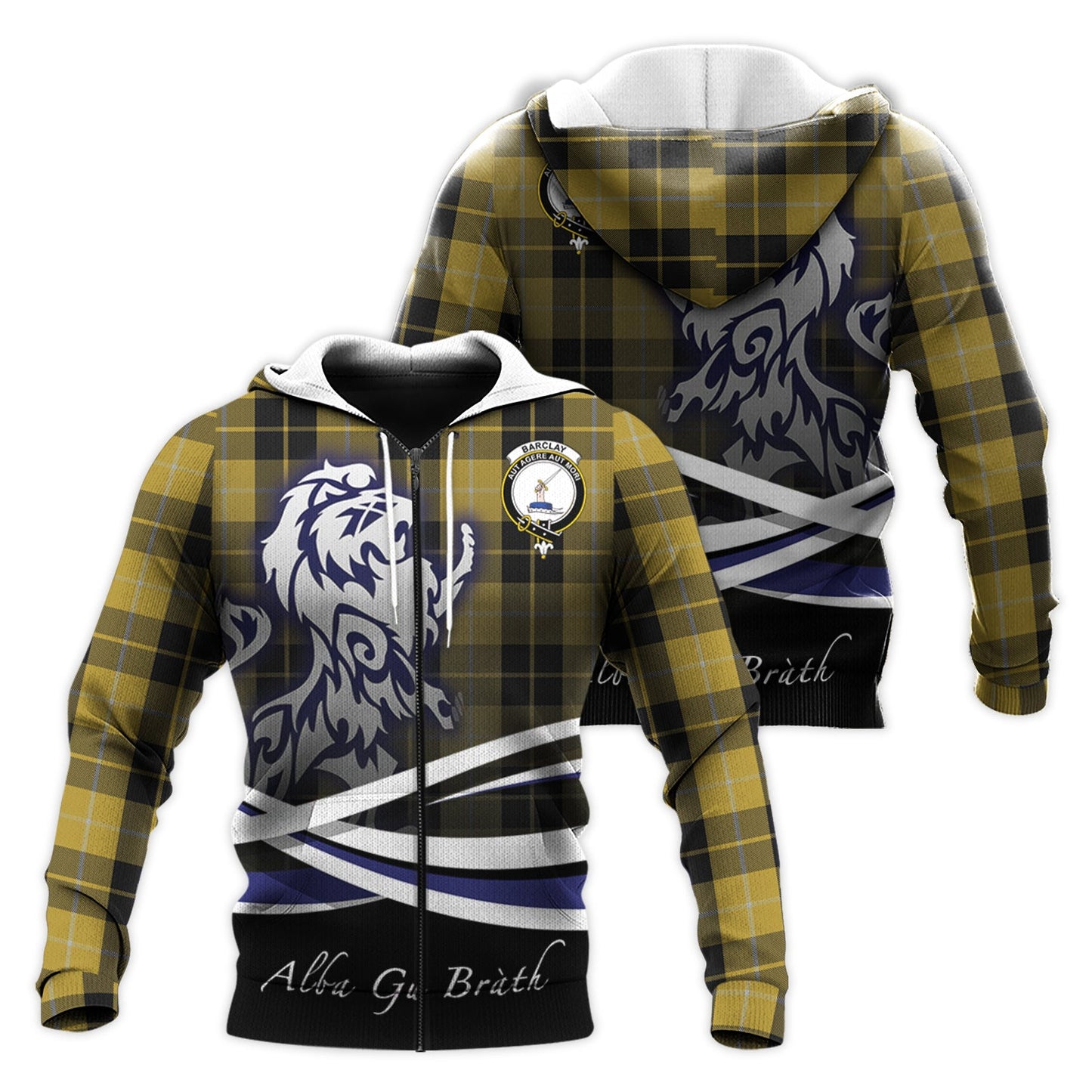 Printivon Barclay Dress Tartan Scottish Lion Hoodie