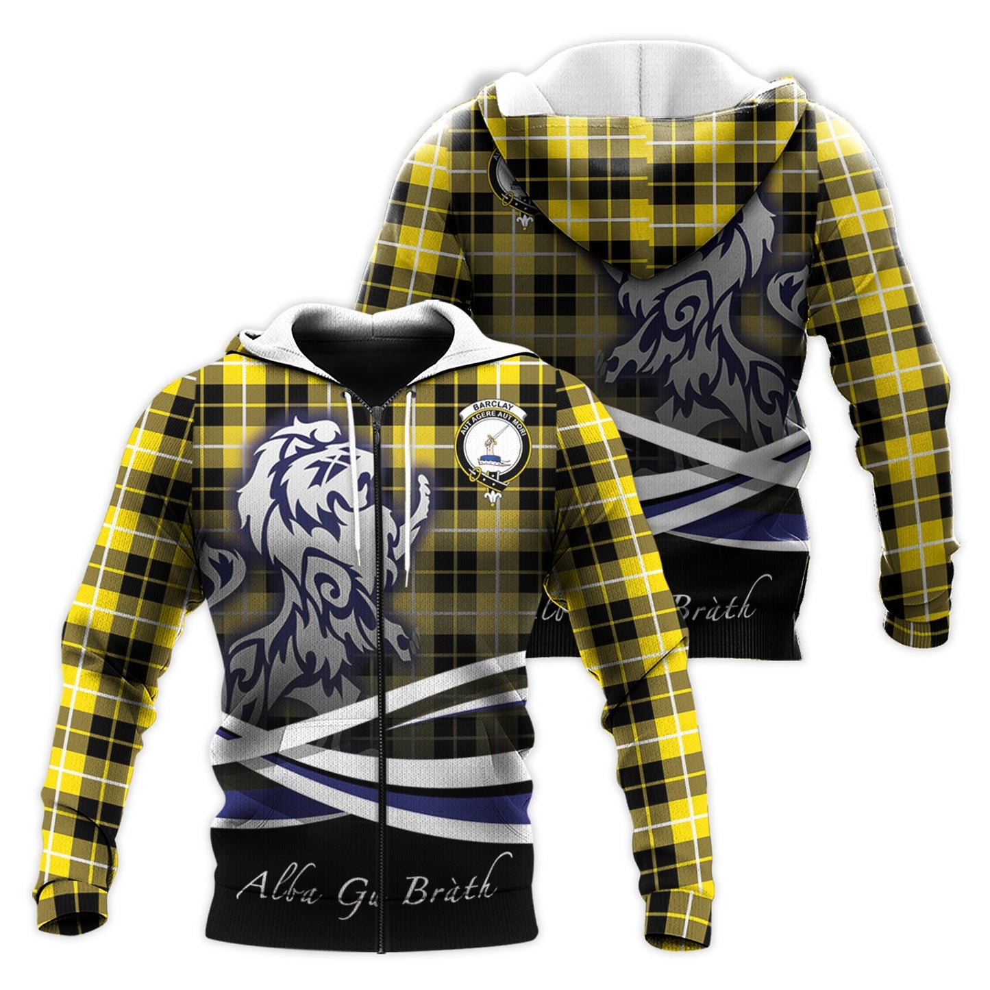 Printivon Barclay Dress Modern Tartan Scottish Lion Hoodie