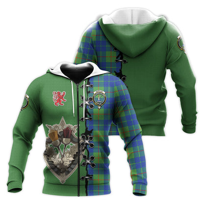 Printivon Barclay Hunting Ancient Tartan Hoodie Lion Rampant And Celtic Thistle Style