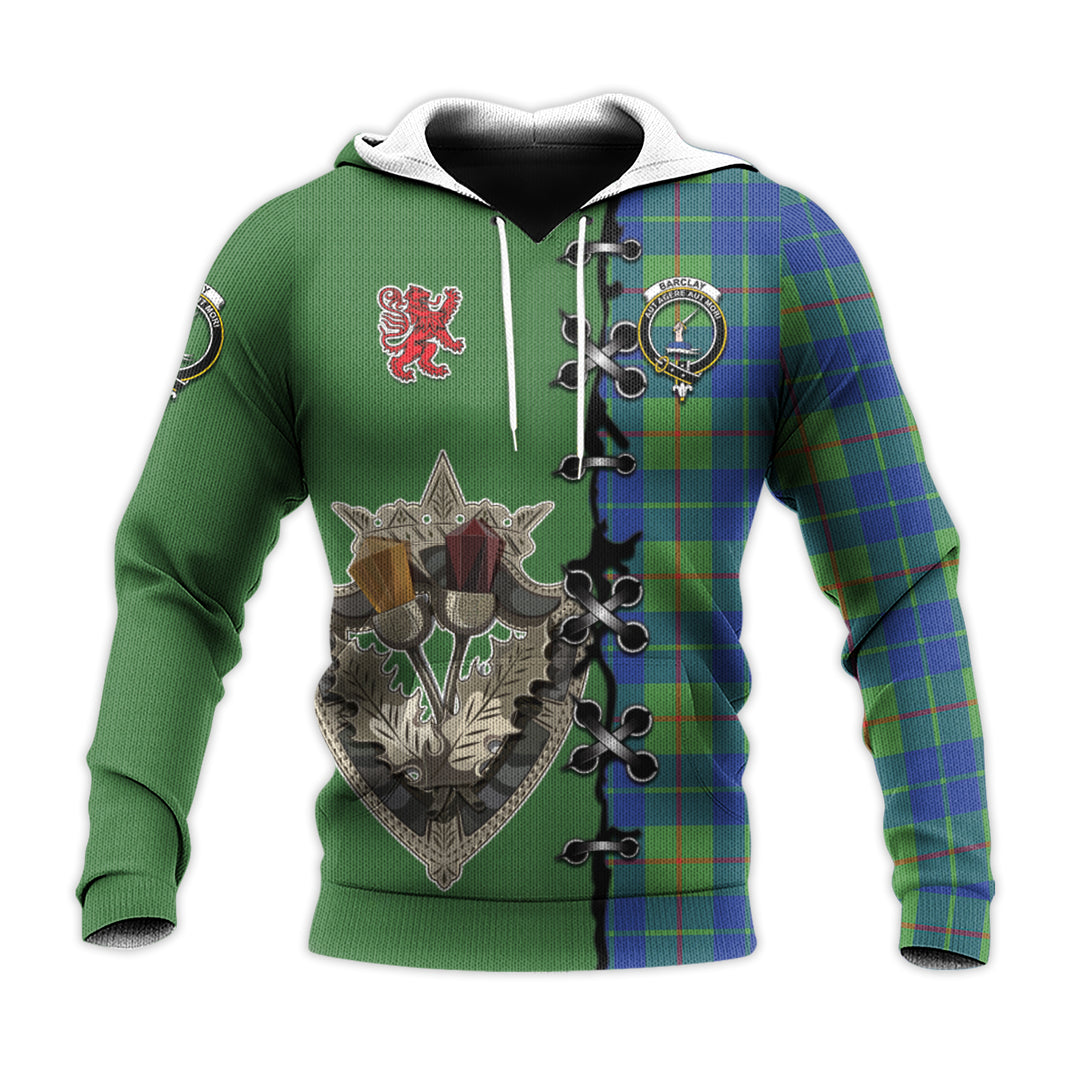 Printivon Barclay Hunting Ancient Tartan Hoodie Lion Rampant And Celtic Thistle Style