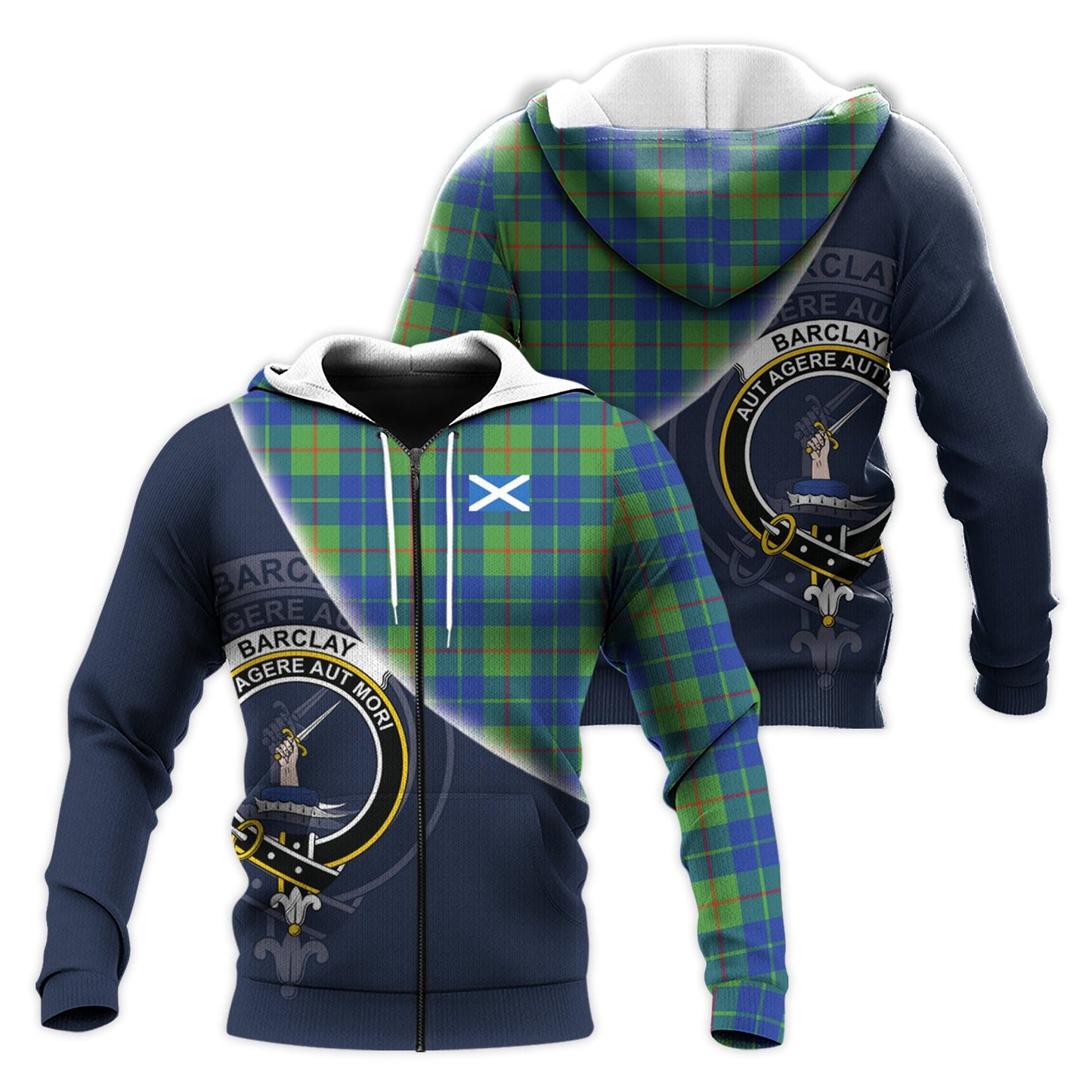 Printivon Barclay Hunting Ancient Tartan Scottish Crest Hoodie