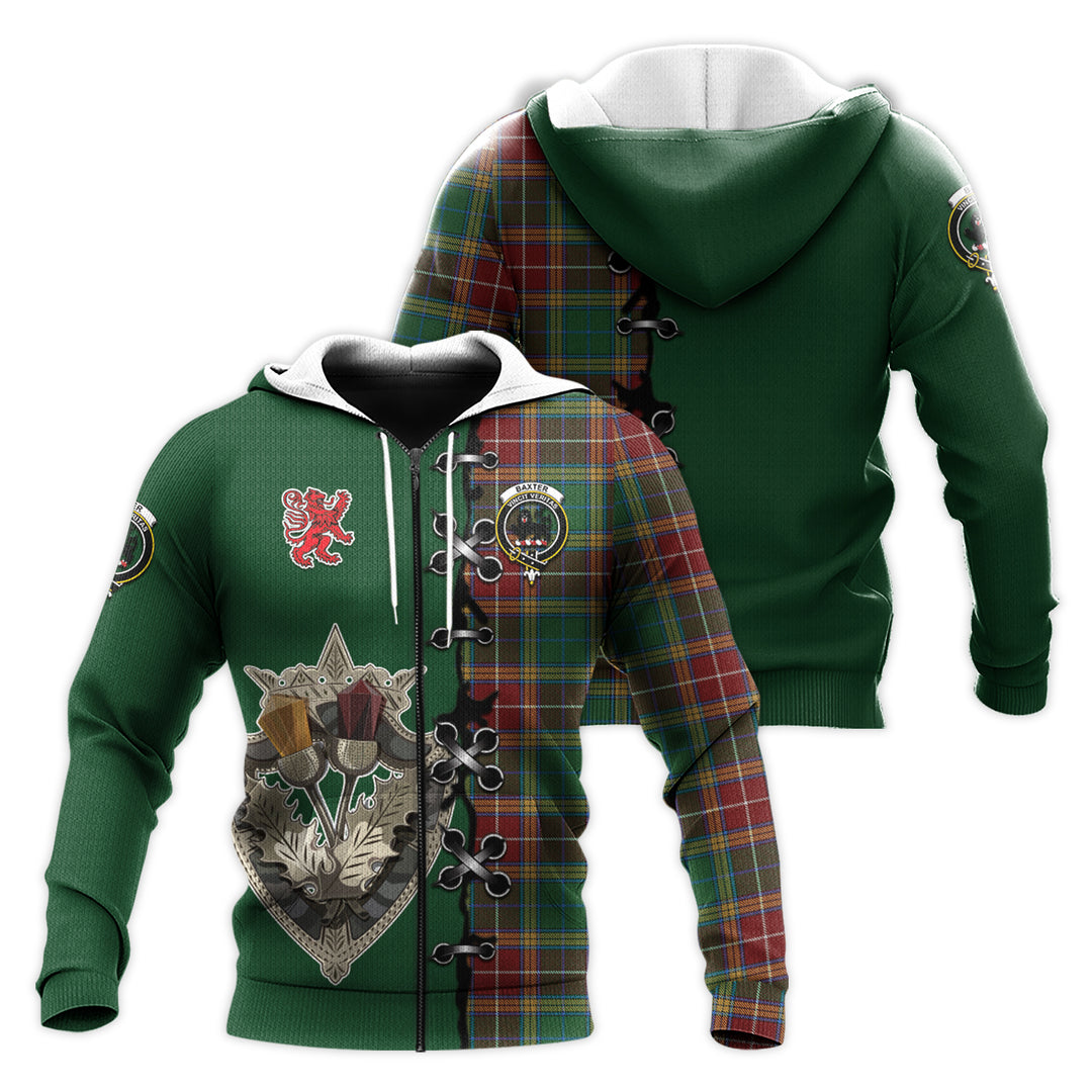 Printivon Baxter Tartan Hoodie Lion Rampant And Celtic Thistle Style
