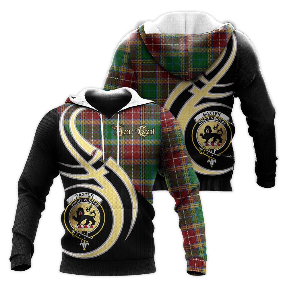 Printivon Baxter Clan Believe In Me Crest Tartan Knitted Hoodie Custom Your Text