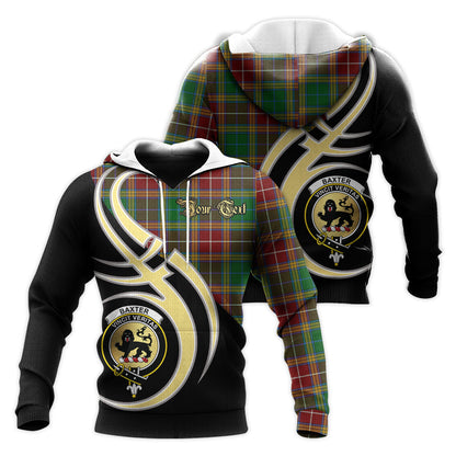 Printivon Baxter Clan Believe In Me Crest Tartan Knitted Hoodie Custom Your Text