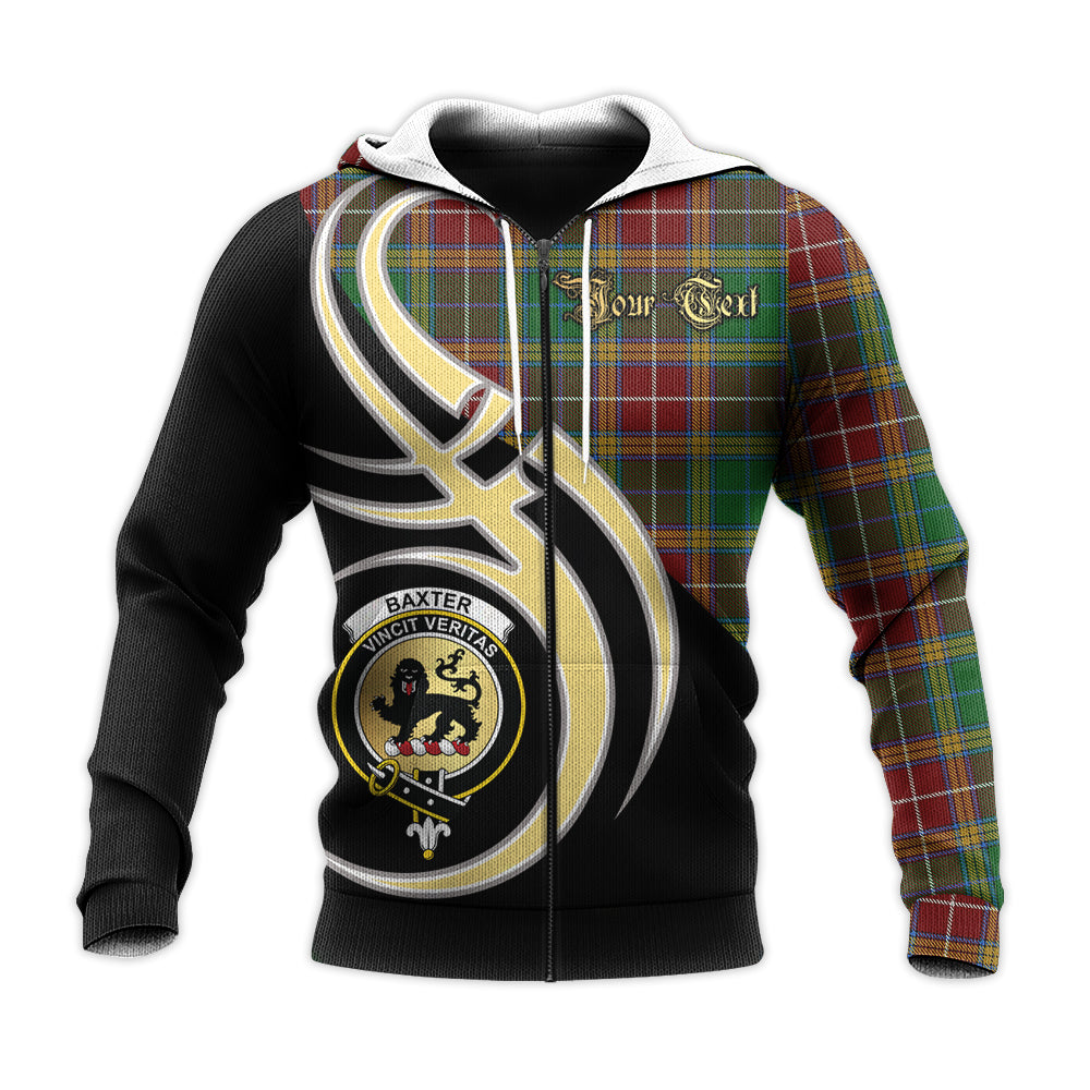 Printivon Baxter Clan Believe In Me Crest Tartan Knitted Hoodie Custom Your Text