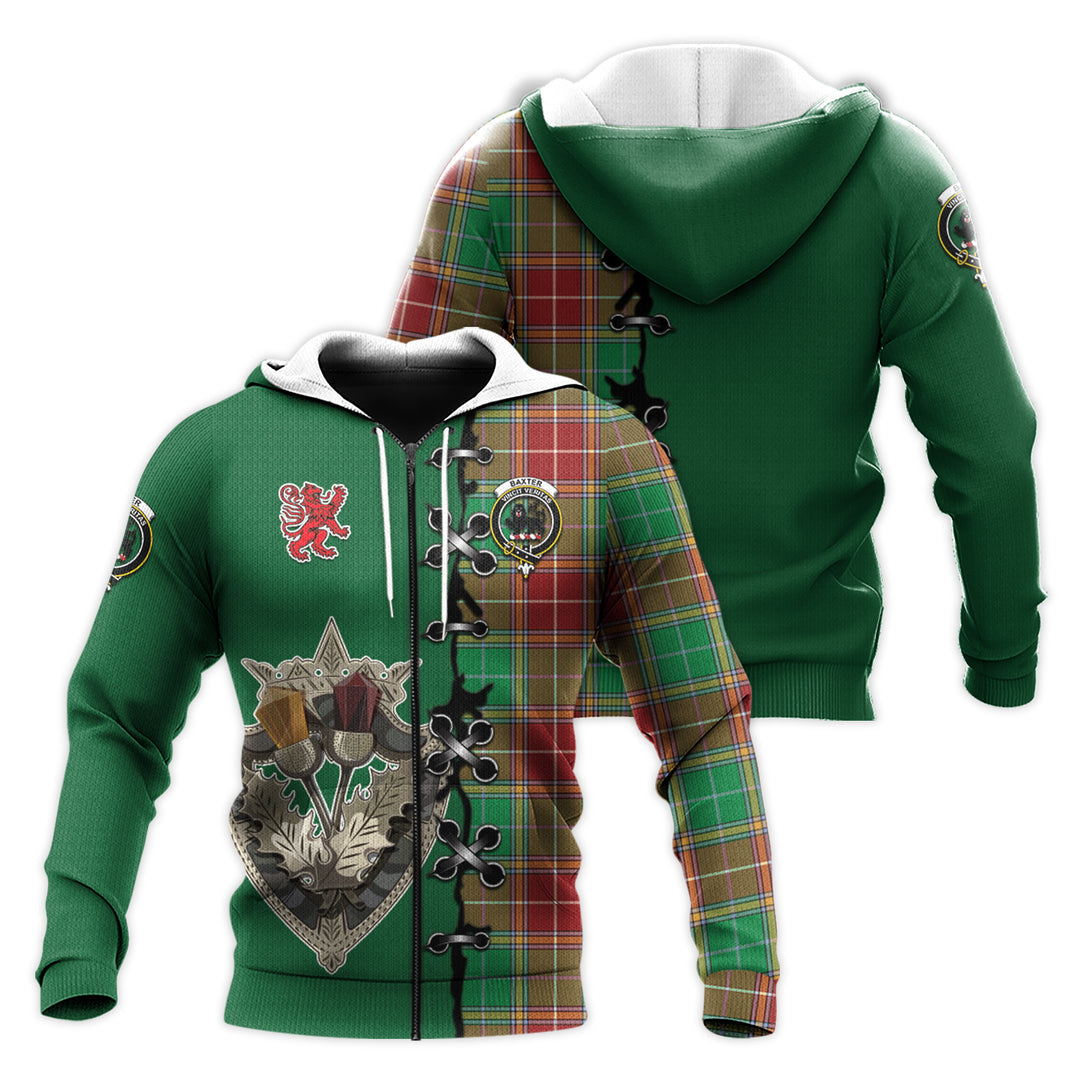 Printivon Baxter Modern Tartan Hoodie Lion Rampant And Celtic Thistle Style