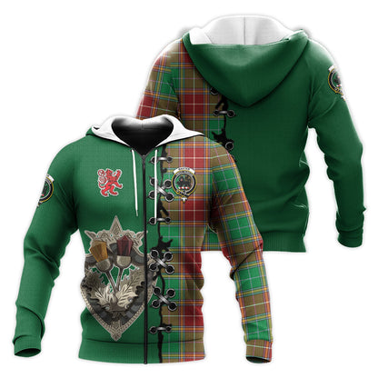 Printivon Baxter Modern Tartan Hoodie Lion Rampant And Celtic Thistle Style
