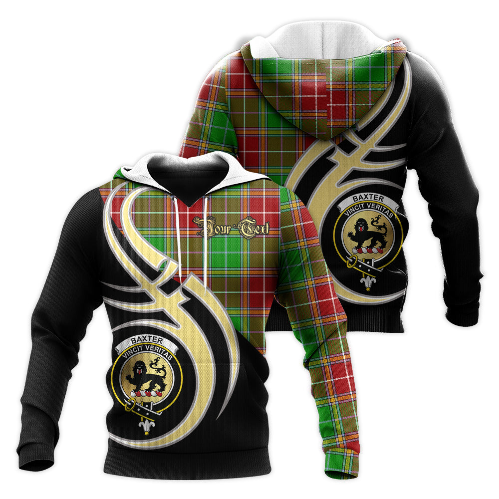Printivon Baxter Modern Clan Believe In Me Crest Tartan Knitted Hoodie Custom Your Text