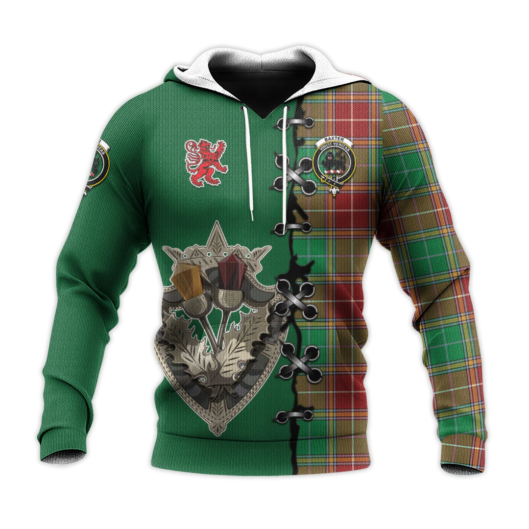 Printivon Baxter Modern Tartan Hoodie Lion Rampant And Celtic Thistle Style