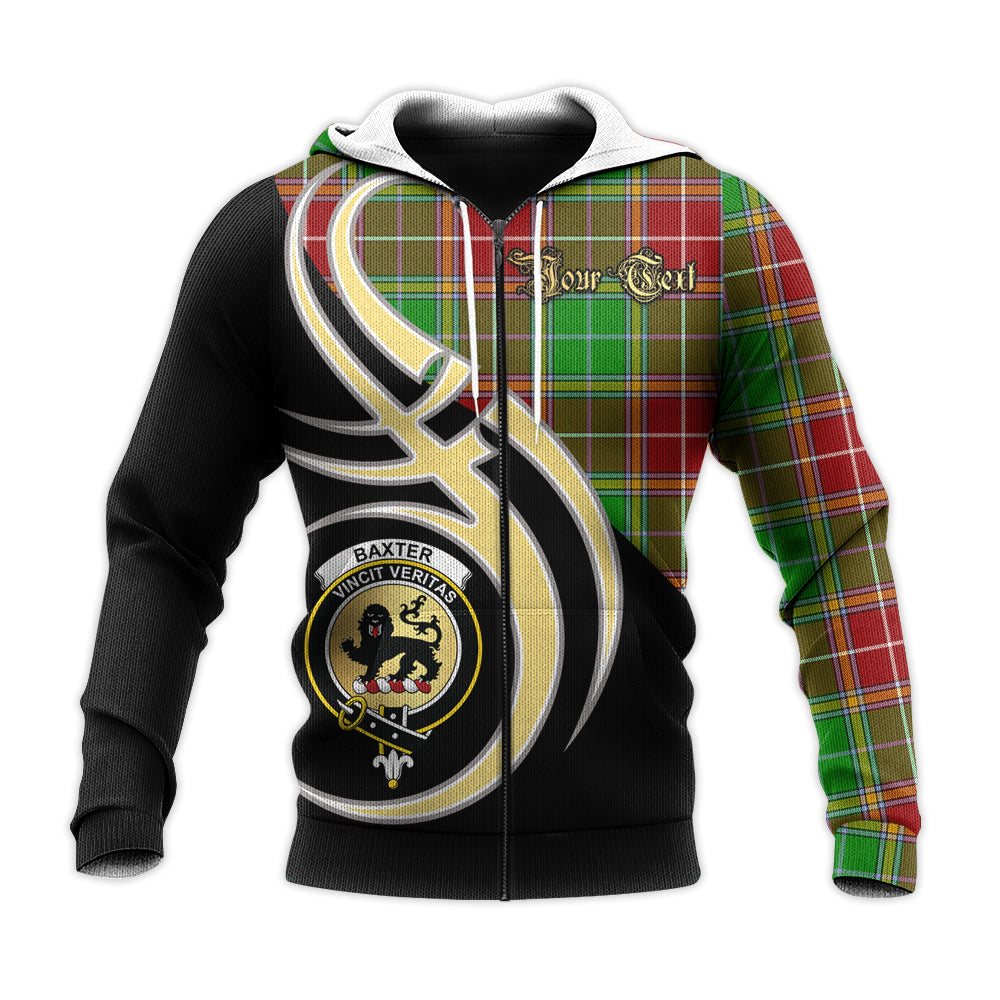 Printivon Baxter Modern Clan Believe In Me Crest Tartan Knitted Hoodie Custom Your Text