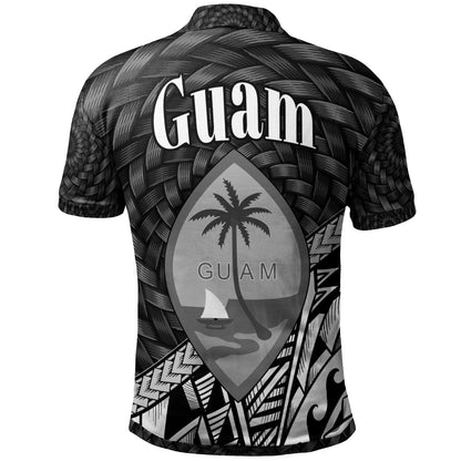 Guam Polo Shirt - Custom Personalised Black Tapa Patterns With Bamboo