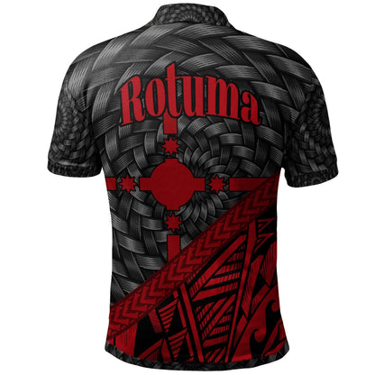 Rotuma Polo Shirt - Custom Personalised Red Tapa Patterns With Bamboo