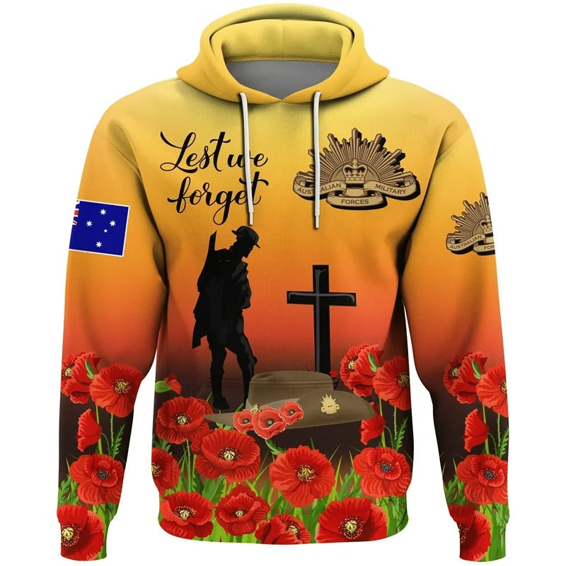 New Zealand Flag Hoodie NZ Flag Lest We Forget Unisex Hoodie All Over Print