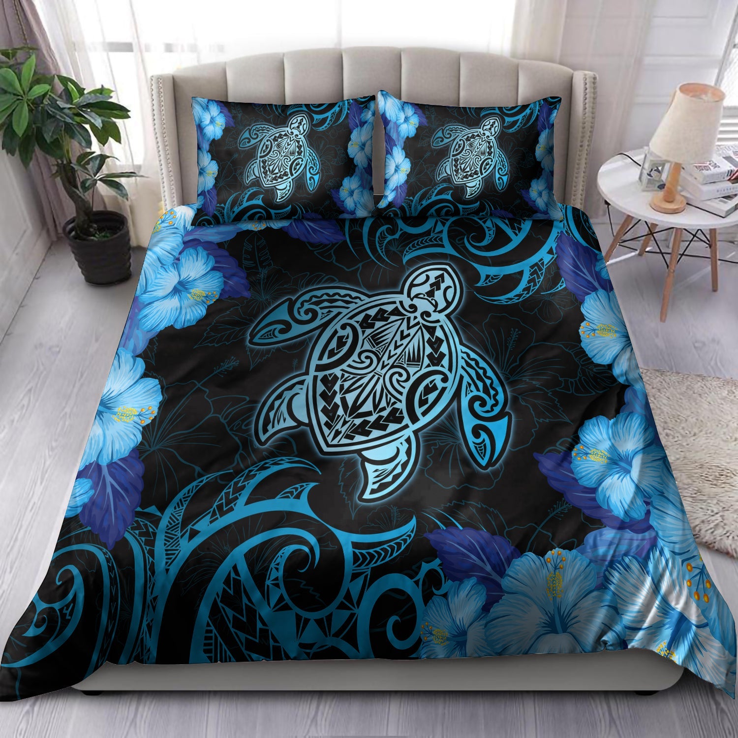 Hawaii Bedding Set Hawaii Turtle Hibiscus Blue