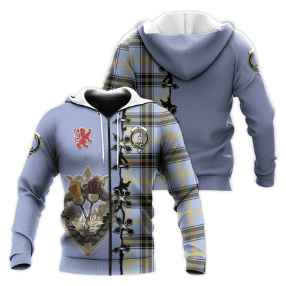 Printivon Bell Tartan Hoodie Lion Rampant And Celtic Thistle Style