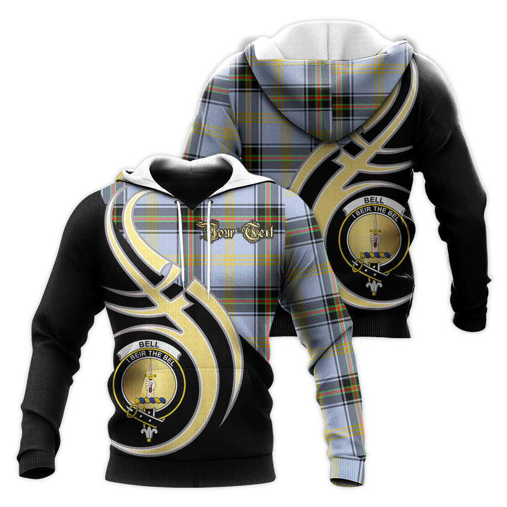 Printivon Bell Clan Believe In Me Crest Tartan Knitted Hoodie Custom Your Text