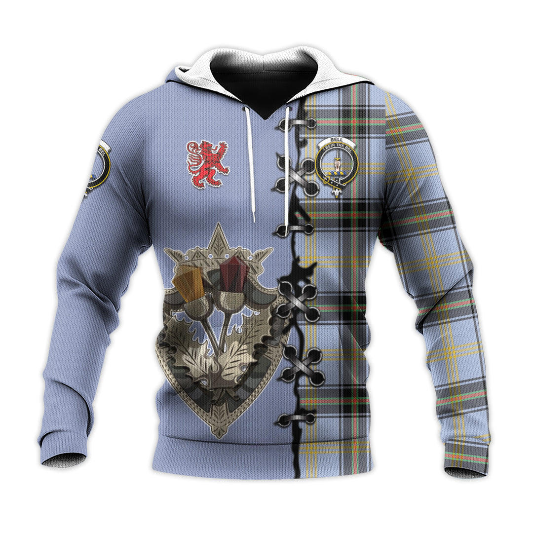 Printivon Bell Tartan Hoodie Lion Rampant And Celtic Thistle Style