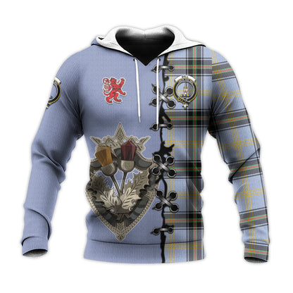 Printivon Bell Tartan Hoodie Lion Rampant And Celtic Thistle Style