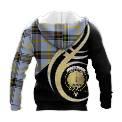 Printivon Bell Clan Believe In Me Crest Tartan Knitted Hoodie Custom Your Text