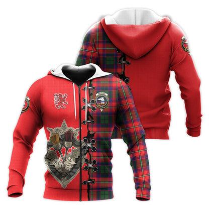 Printivon Belshes Tartan Hoodie Lion Rampant And Celtic Thistle Style