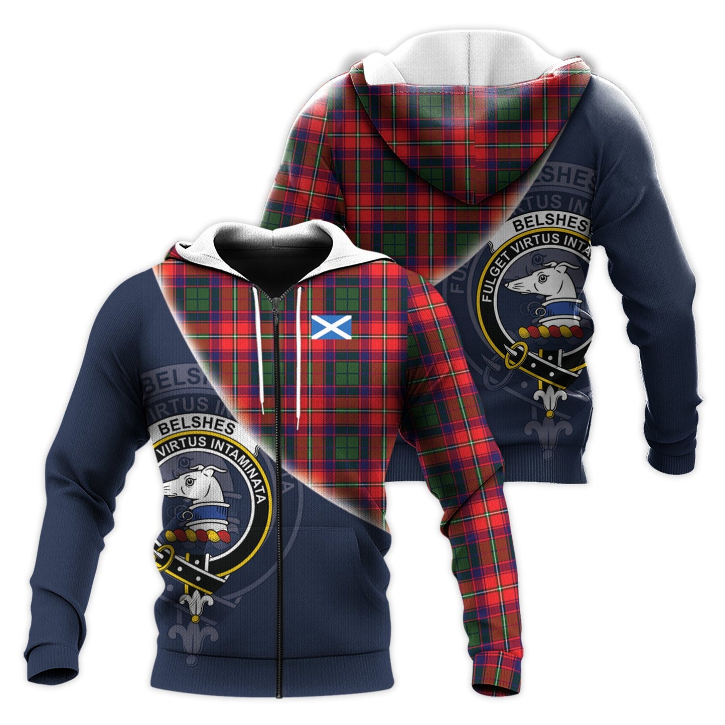 Printivon Belshes Tartan Scottish Crest Hoodie