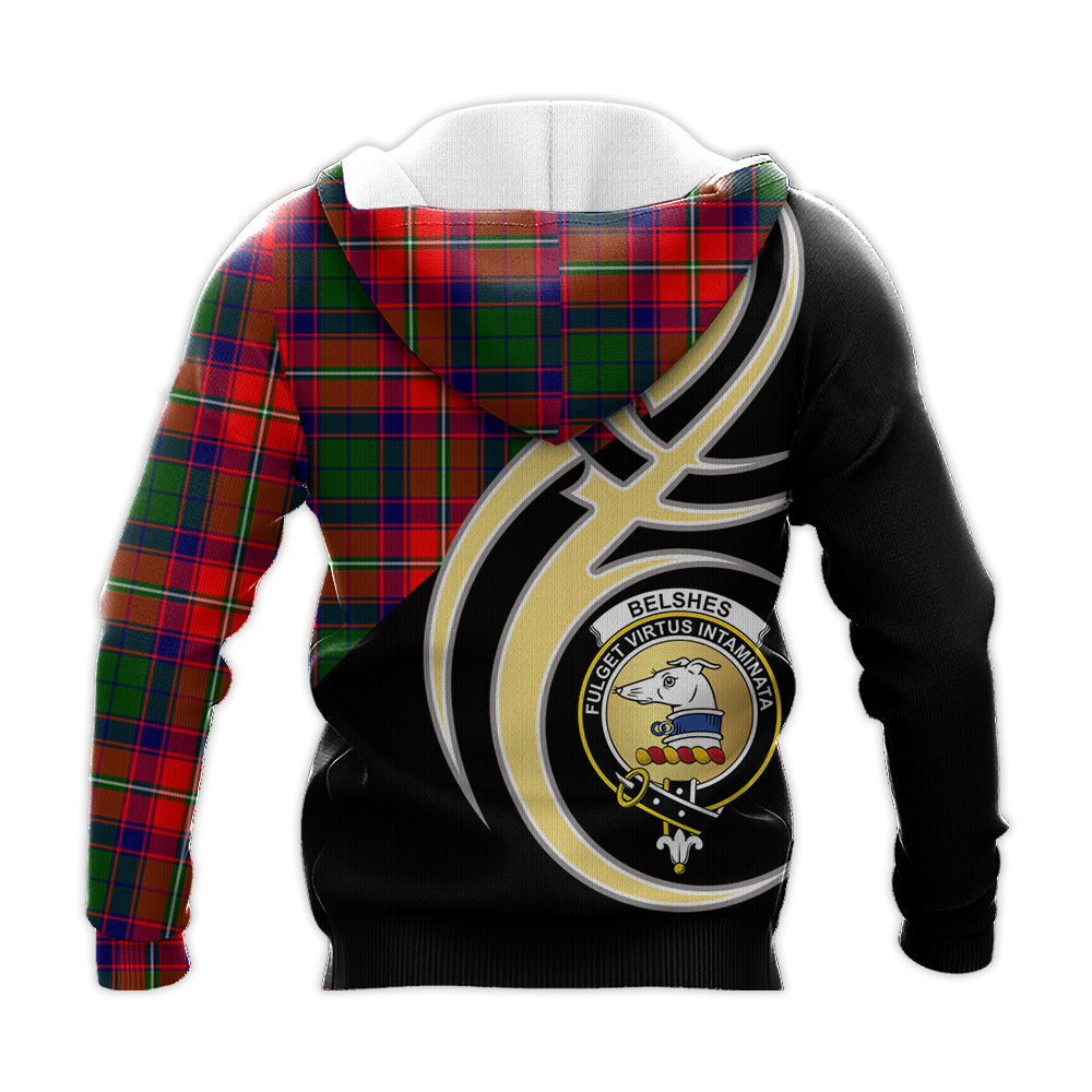 Printivon Belshes Clan Believe In Me Crest Tartan Knitted Hoodie Custom Your Text