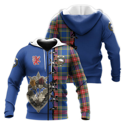 Printivon Bethune Tartan Hoodie Lion Rampant And Celtic Thistle Style
